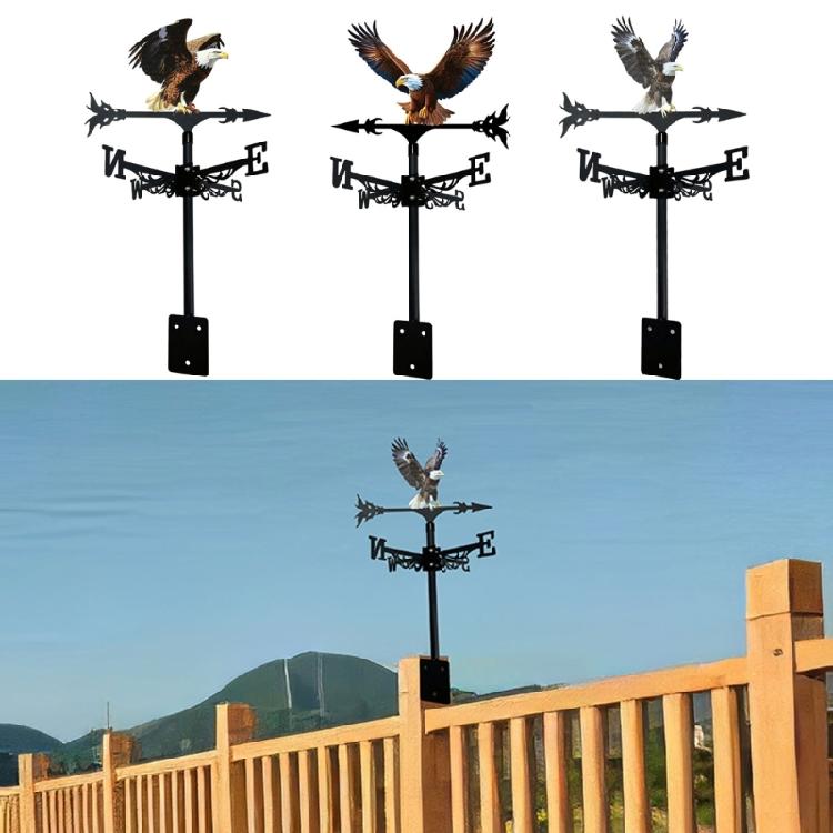 Yard Fence Wind Vane with Bird Shape, Metal Structure and Direction Marker Layout for Garden Display Placement Use