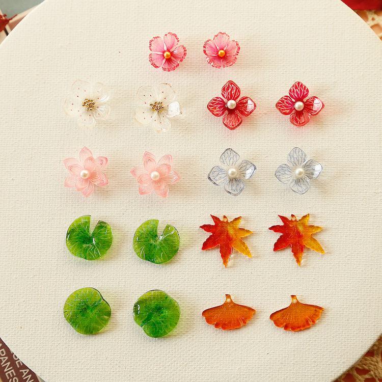 Vintage Flower Hair Clips & Pins - Acrylic Handmade Earring Patches & Jewelry Materials