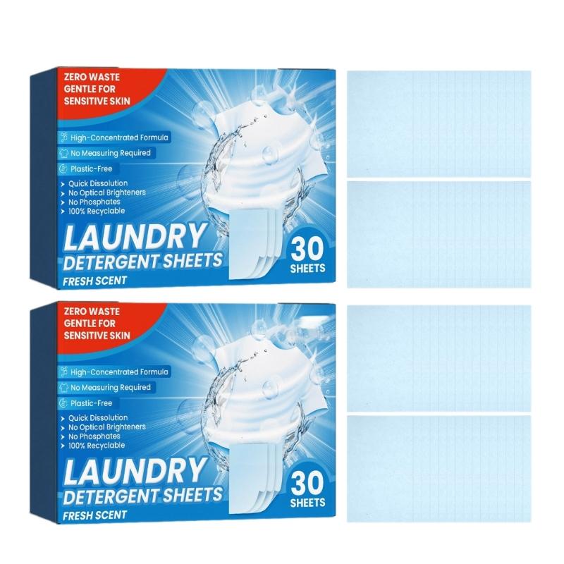Say Goodbye to Stains with Laundry Detergent Sheets Tablets Washing Powder Soap for Deep Cleaning of Clothes 30pcs/60pcs