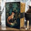 200 Page Large Fox Vintage Handmade leather Journal, Grimoire Fat journal Blank spell book of shadows Celestial Christmas Gifts For Him Her
