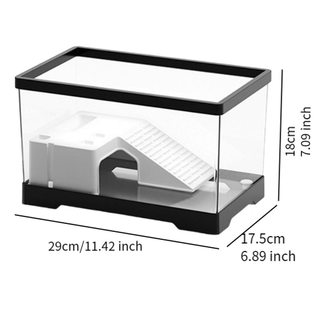 Transparency Turtle Tank With Breed Feed Area Cage Reptile Habitat Turtle Tank Bottom Drainage Enclosure Starter Indoor Decor