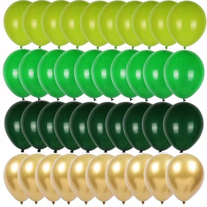 40pcs/set Olive Green Balloons Animal Patterns Bright-coloured Decorations Exquisite Balloons Jungle Zoo Theme Party Birthday