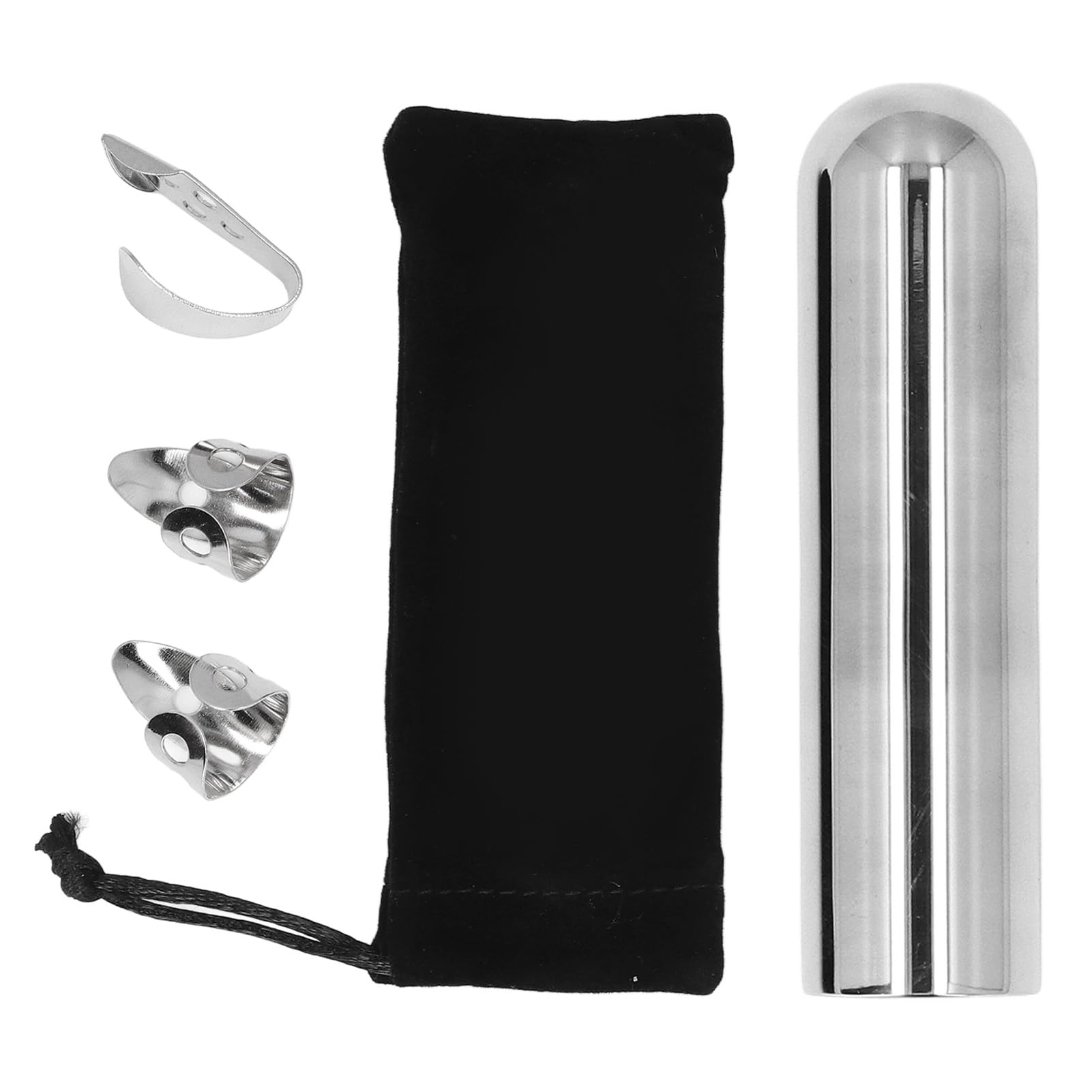 

Слайд для бас-гитары из нержавеющей стали, гитарный слайд, тоновый бар, гитарный аксессуар с медиаторами для большого пальца и пальцев и плектрами