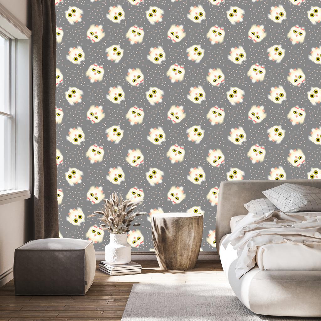 Owls and dots wallpaper for living room and bedroom 50x1000