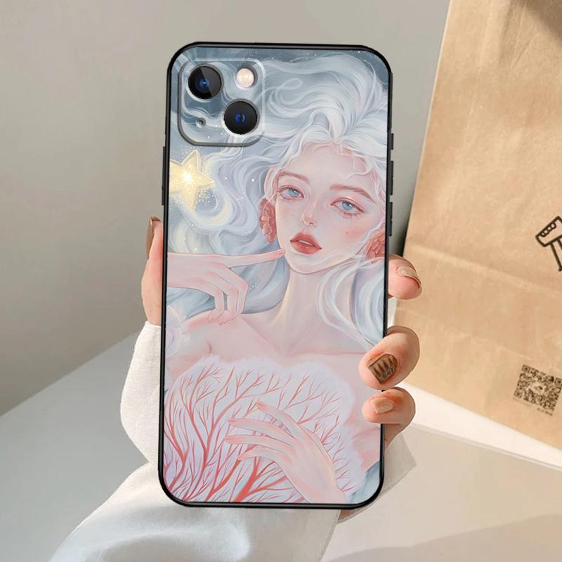 Cute And Beauty Girl Color Painting Phone Case For iPhone 17 Air 16 15 13 11 12 14 Pro Max 13 12 Mini 15 16 Plus 16e Cover Coque