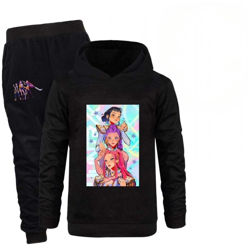 Kpop Witch Hunt Group Printed Boys and Girls Hoodies+Sports Pants Autumn Sweet and Comfortable Set