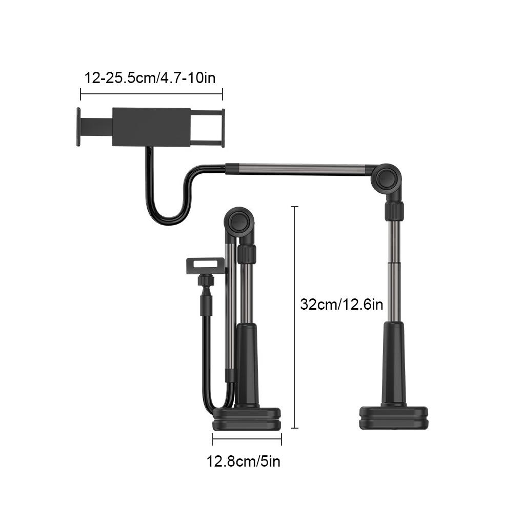 Long Arm Table Stand Holder Aluminum Lazy Tablet Phone Holder Universal Desktop Phone Clip Bedside Stand for iPhone 15 14 iPad
