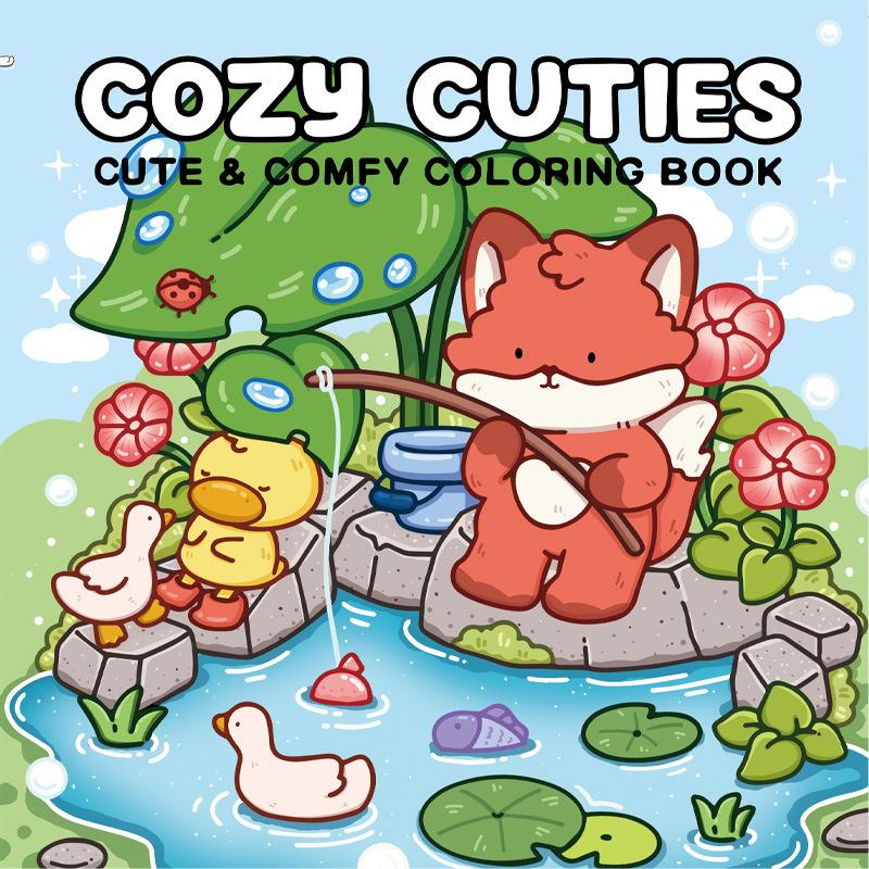 

1PC Adult and Teen Coloring Book, featuring cute animal characters, pleasant moments, and comfortable scenes. An introductory drawing and doodle book.