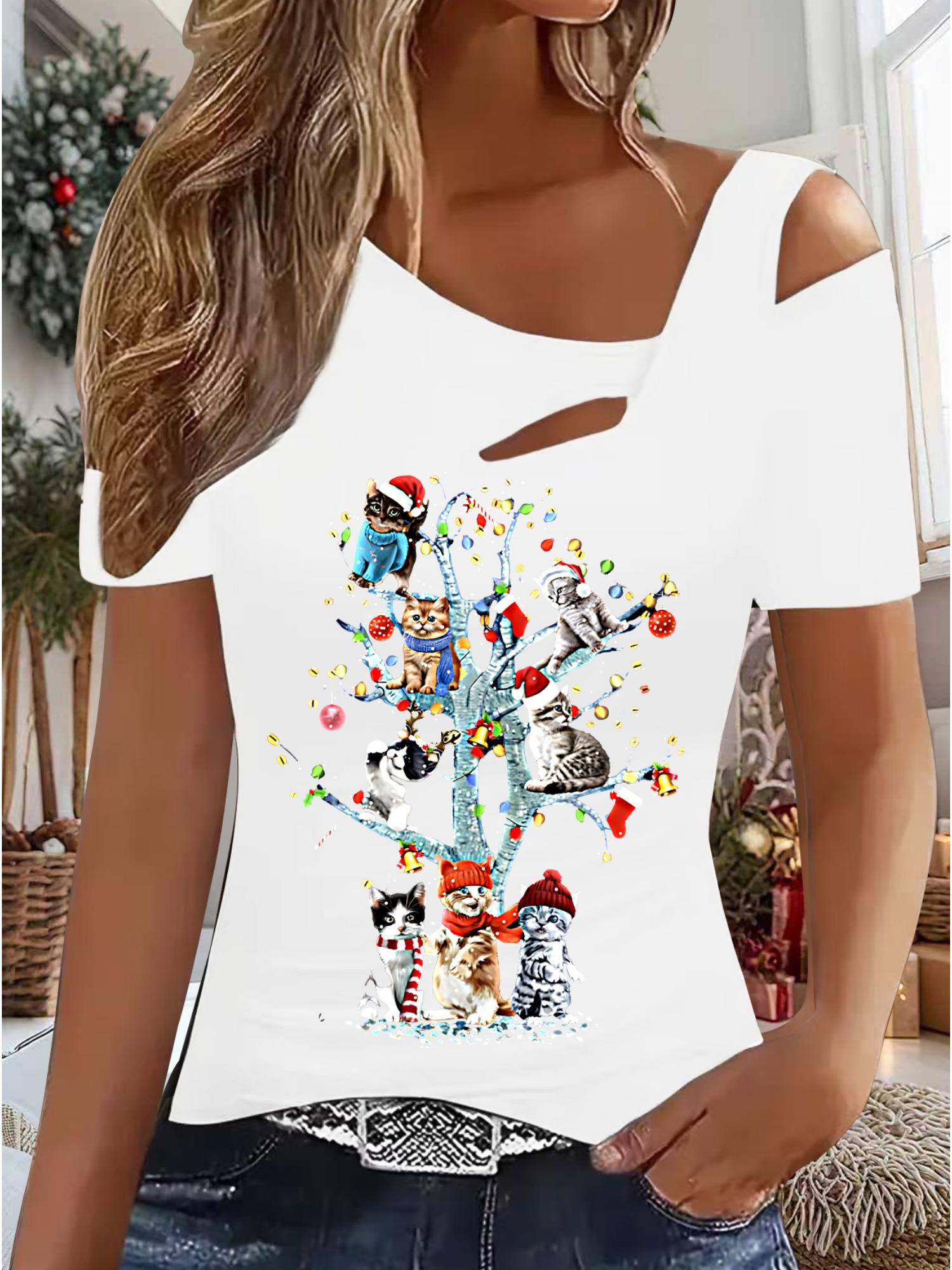 

Женский Новый Повседневный Топ Рождество Хэллоуин Рождественский Подарок Топы Рубашка Блузка XXL белый