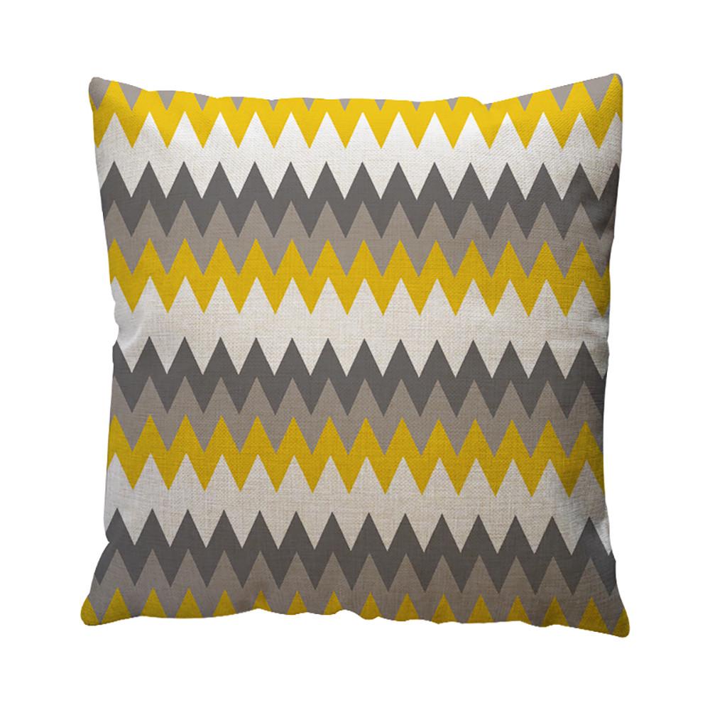 Yellow Geometric Pattern Throw Pillow Case Cushion Cover Home Decor Cotton Linen