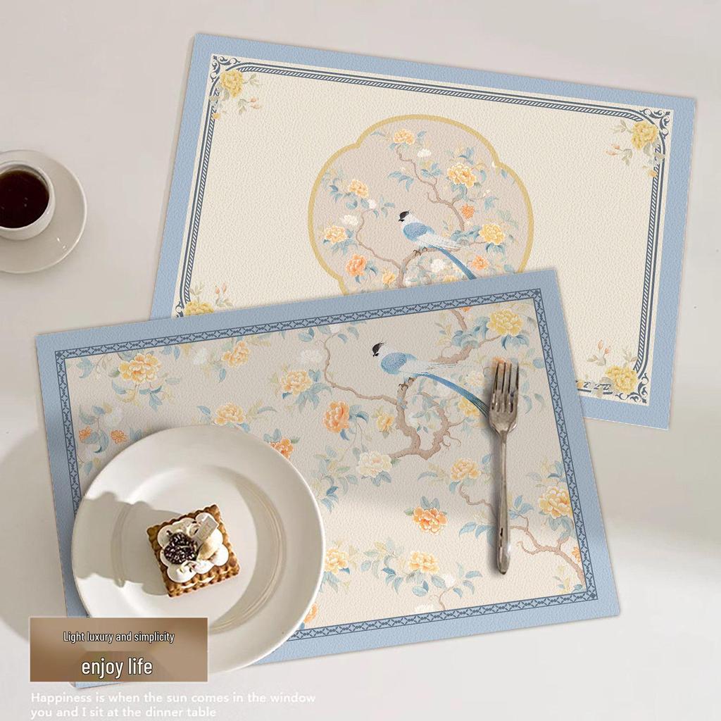 High-End Waterproof PVC Table Mat: Chinese Style, Oil-Proof, Heat-Resistant, No-Wash, Ins Style Tableware