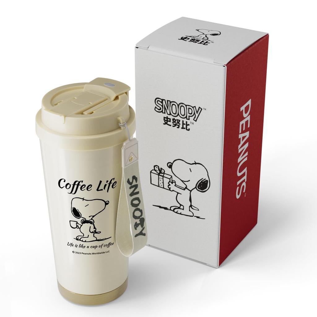 Snoopy Coffee Cup, Vacuum Insulated, Large Capacity, Straw Included, Easy to Clean, 500ml, Keeps Hot or Cold, Wide Mouth, Leak-Proof, Outdoor,