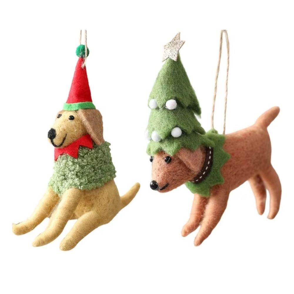 Handmade Wool Felt Dog Wool Felt Puppy Christmas Tree Ornament  Holiday Tree Ornament