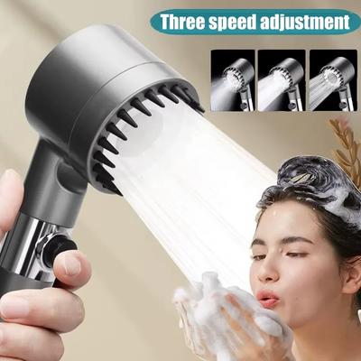 Filtre Haute Pression Pommeau de Douche Portable 3 Modes de Jet Réglables Avec Brosse de Massage Robinet de Pluie Ensemble de Douche Accessoire de Salle de Bain