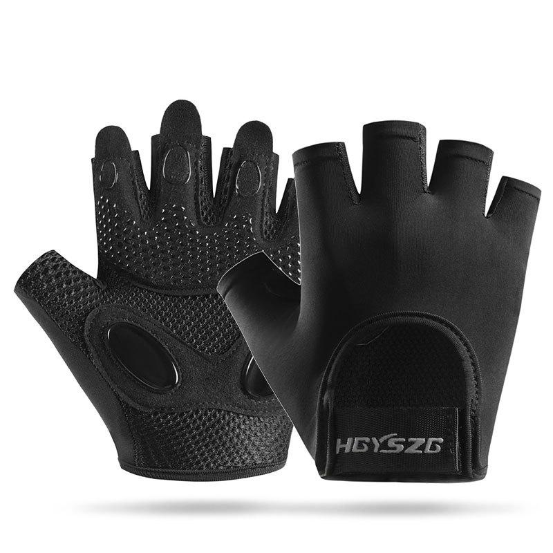 1 Par Sportshandskar Halvfinger Stötdämpande Halkfria Justerbara Kardborreband Slitstarka Unisex Andningsbara Träningscykelvantar