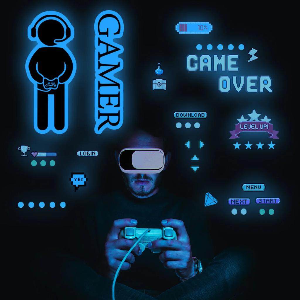 Kosmiczne Gwiaździste Niebo Uchwyt do Gry Strefa Gier Dekoracja Gry Wideo Świecąca Kreatywna Dekoracyjna Naklejka Ścienna Świecąca w Ciemności do Salonu