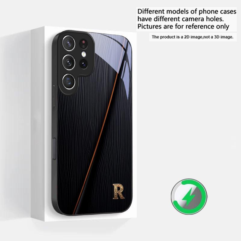 

Elegant letter S M R Suitable For Samsung Galaxy S25 Ultra S20 FE S21 S22+ S23 Plus S24 S26 Edge magnetism Glass Phone Casee Galaxy S25 Ultra