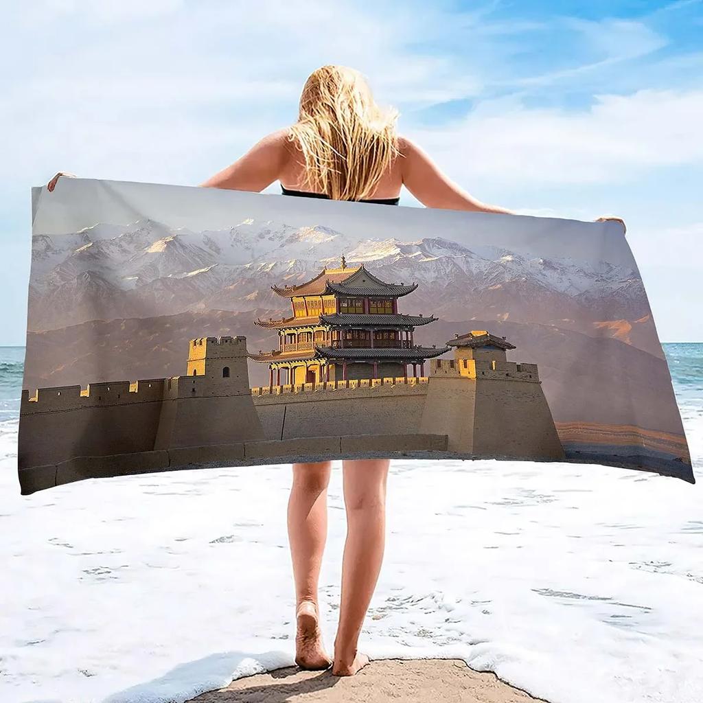 Oversized Microfiber Sand Free Towels Pool Beach Towels Quick Dry Beach Towel Chinese Style Beach Towel for Women and Men