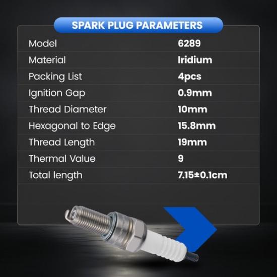 Set Of 4 Iridium Spark Plugs For Kawasaki Yamaha Suzuki Husqvarna 6289 CR9EIA-9