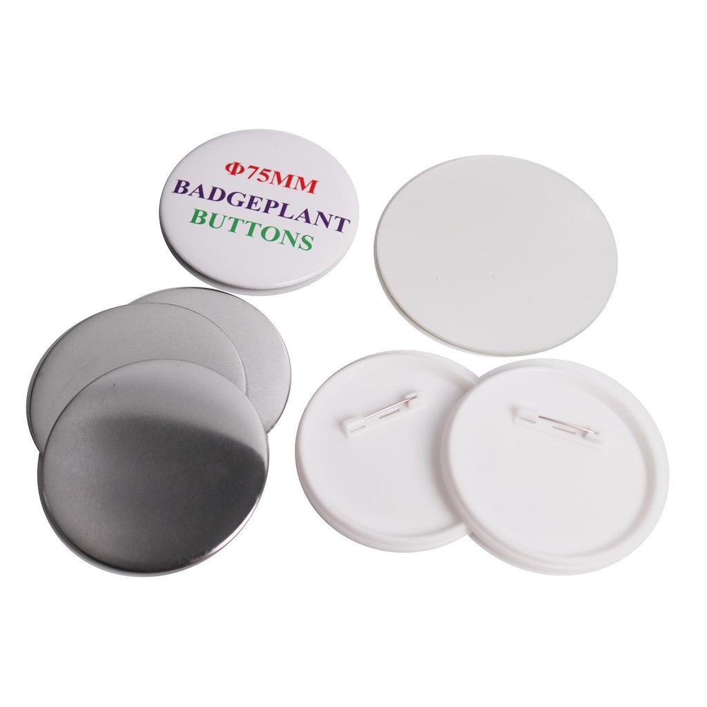 Multi-size Tinplate Badge Material with Safety Pin and Plastic Base, 100 Sets