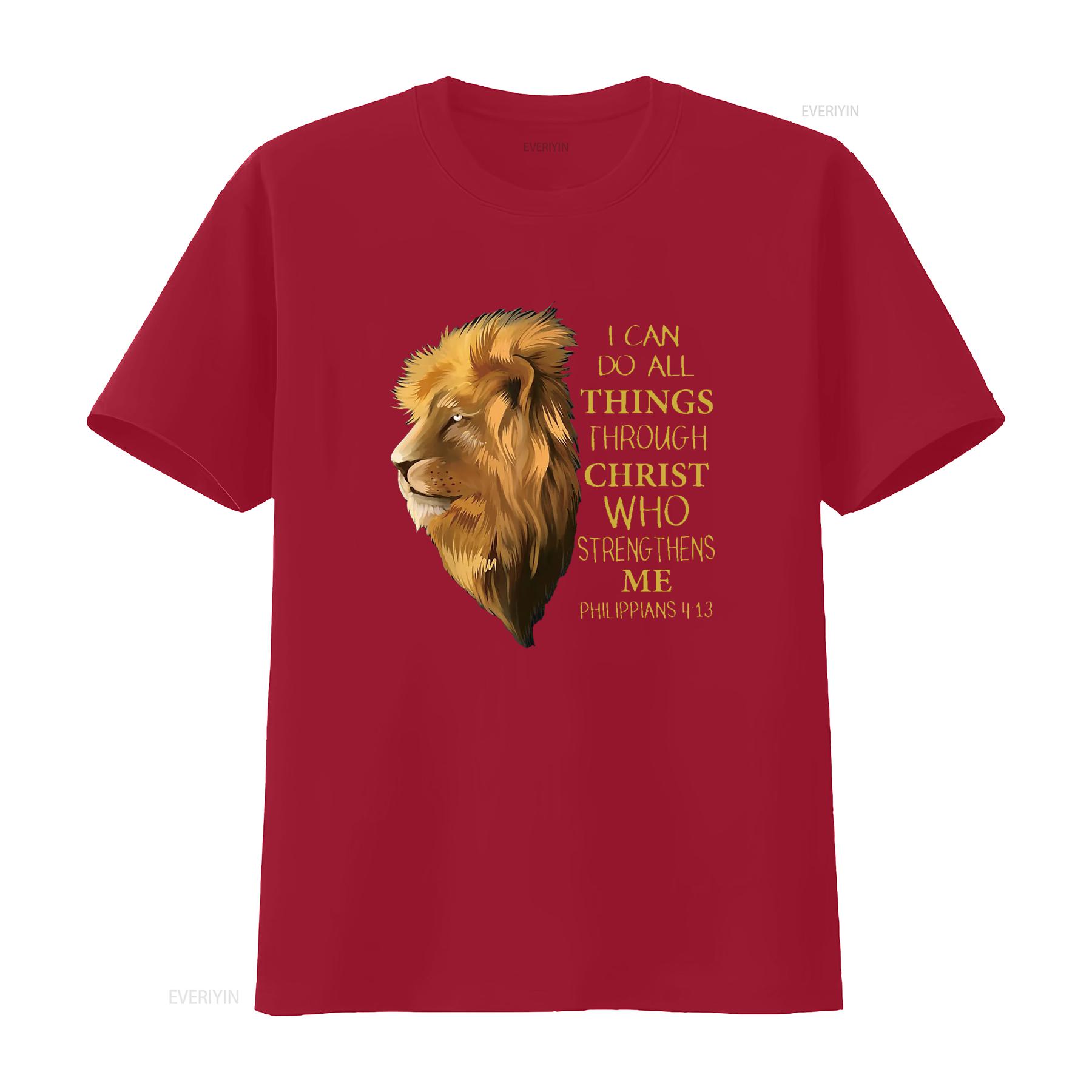 

Philippians 4 13 Religious Lion Verses Funny Christian T Shirt Black Medium vintage Washed streetwear Breathable Slightly S
