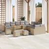 VidaXL 14-Piece Garden Sofa Set with Cushions In Beige Poly Rattan Acacia 3364672