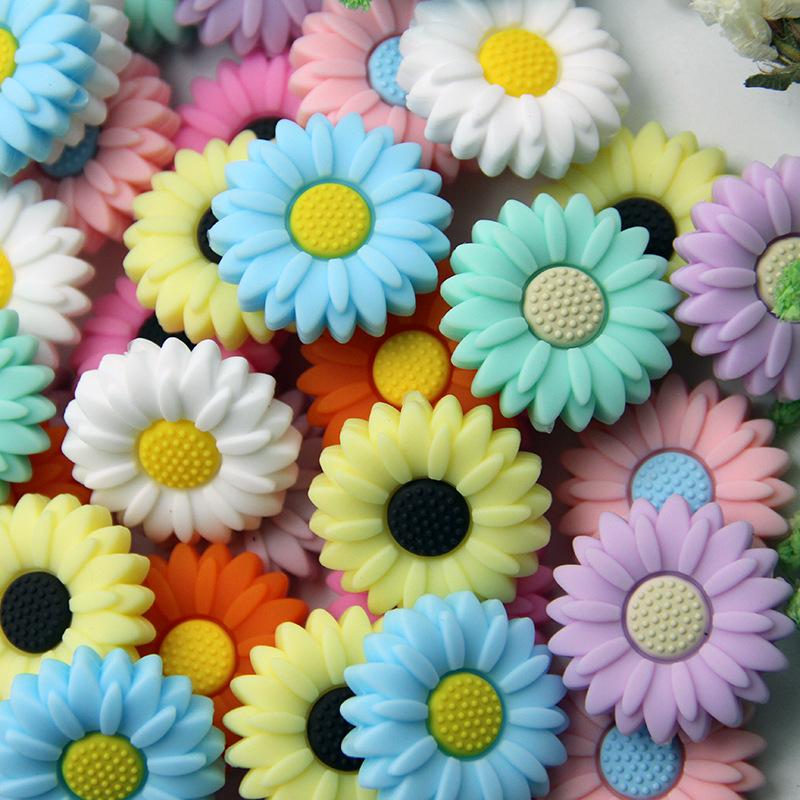 Daisy Flower Silicone Beads for DIY Jewelry & Baby Teether Bracelets