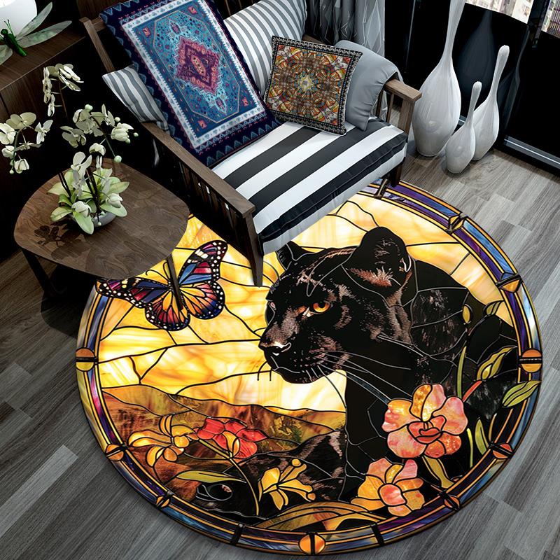 Cartoon Print Round Area Rug,Carpet Rug for Living Room Bedroom Sofa Playroom Decor,Non-slip Floor Mat
