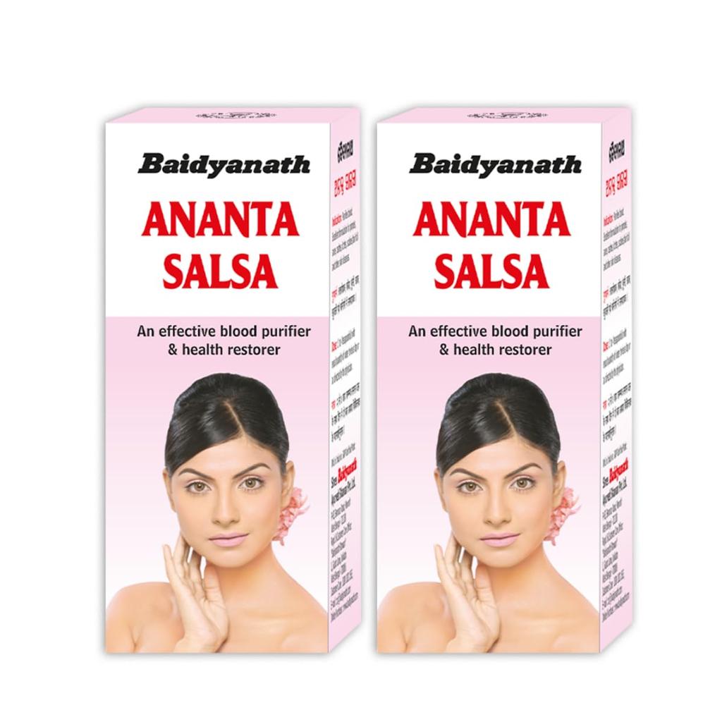 Baidyanath Anant Salsa Herbal Syrup 220 ml X Pack of 2 | Ayurvedic Blood Purifier for Clear Skin and Healthy Hair