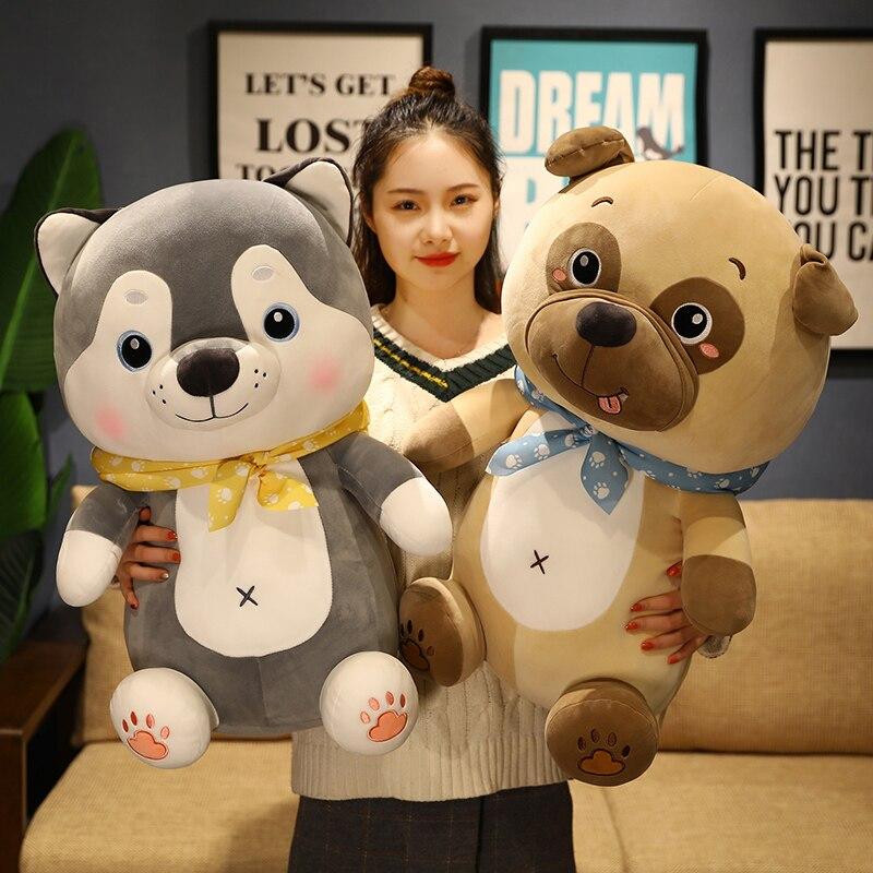 45/55cm plyšové zvířátko husky buldok a pekinéz plyšové hračky kreslené panenky kawaii psí hračky pro děti dárek k narozeninám