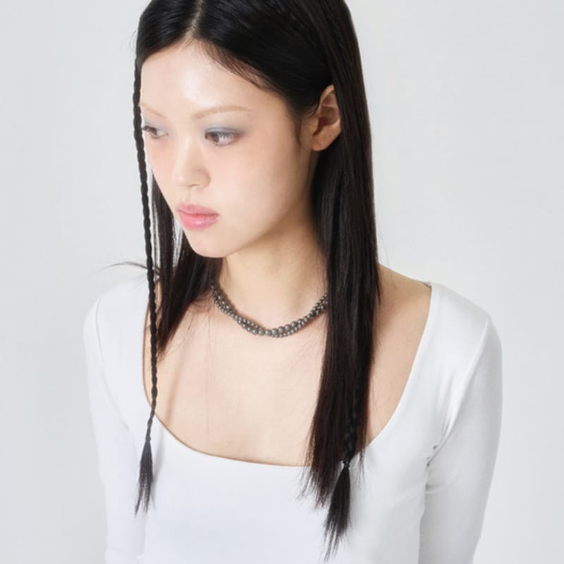 Cozywaveclub TWIST NECKLACE_DARK GREY