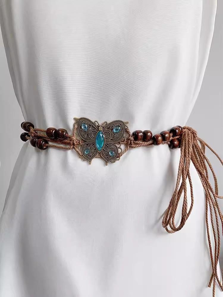 Woven Belt Women'S Summer Retro Ethnic Style Waist Rope Niche High-End Decoration With Skirt Waist Chain
