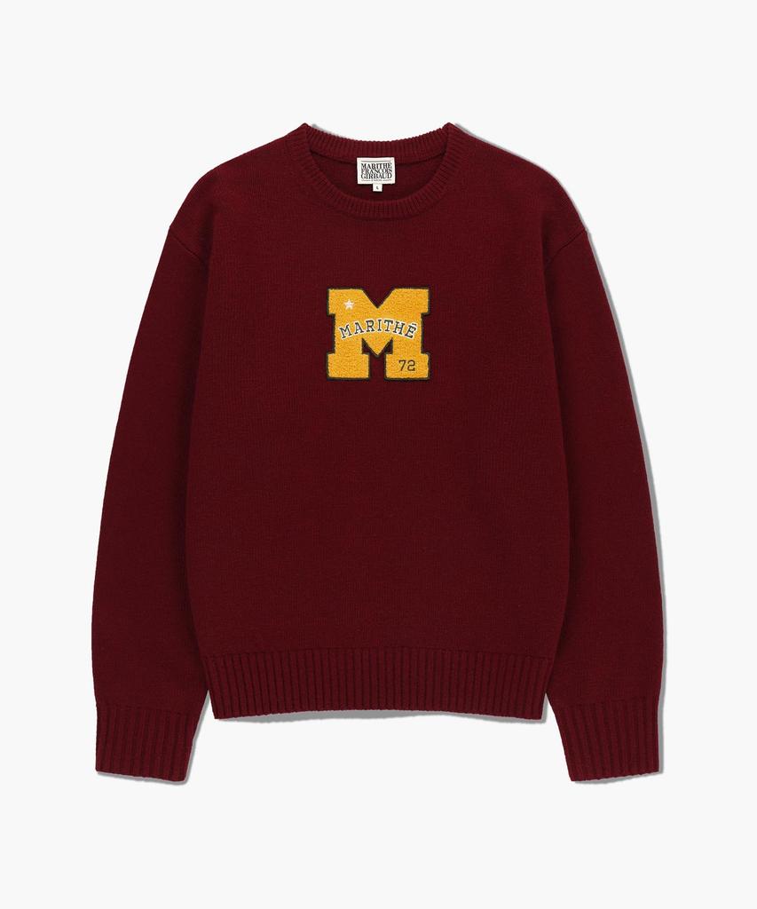 Malittepeulangsowajeobeo M Applique Knit Pullover Burgundy