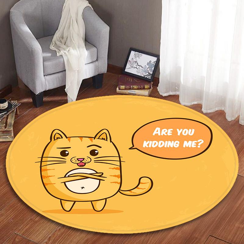 

Круглые ковры с изображением животных из мультфильмов для гостиной, фланелевые печатные ковры с изображением кошек для гостиной, спальни, детского ковра, декоративных нескользящих ковриков для двери 40cm