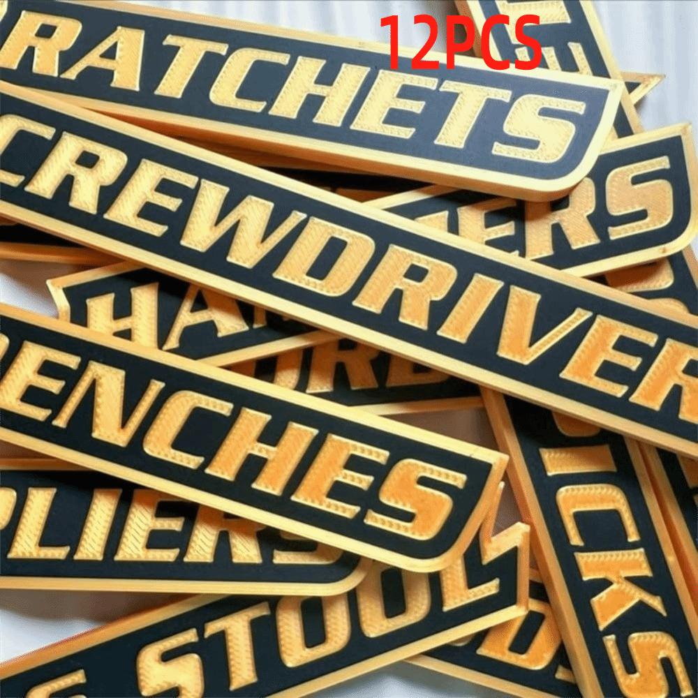 Portable 3D-Printed Tool Box Labels  For Steel Toolboxes Carts Drawers and Cabinets