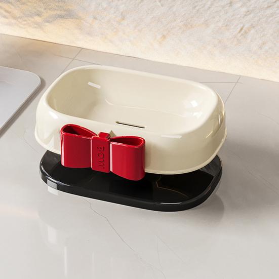 Red Bow Soap Dish Travel Soap Case with Draining Holes Soap Bar Holder Keeps Soap Dry And Hygienic for Bathroom Sink Camping