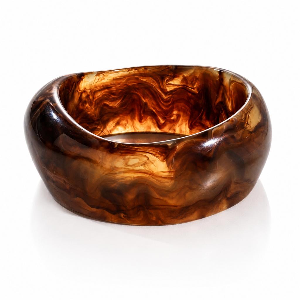 New wide version irregular resin bracelet female niche design smudging Japanese and Korean retro minimalist jewelry