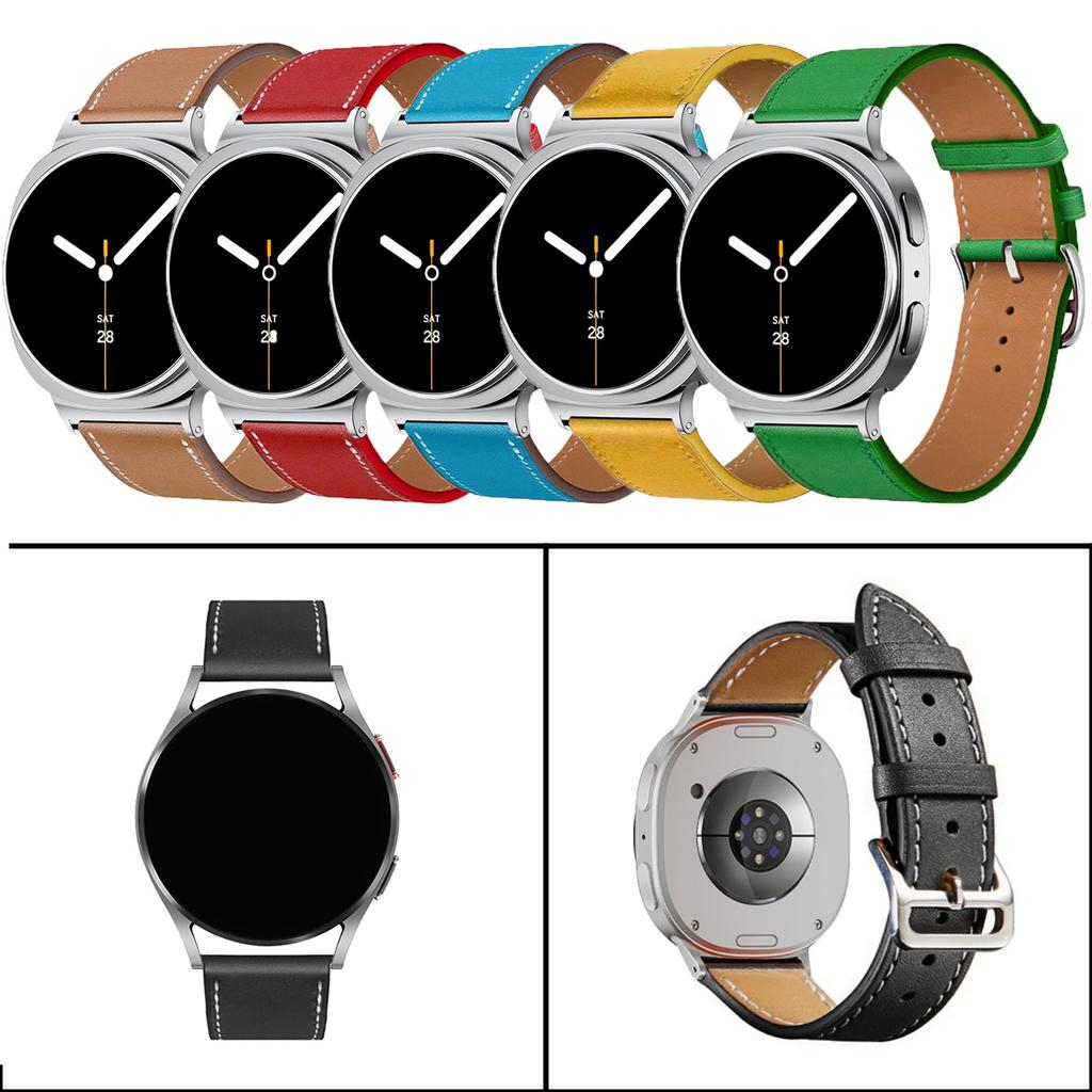 Pulseira de Couro Genuíno de Reposição Para Samsung Galaxy Watch 8 (40mm, 44mm) / Galaxy Watch 8 Classic