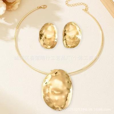 Personality Exaggeration Irregular Geometric Oval Collar Stud Earrings Jewelry Set Trendy Fashion Creation