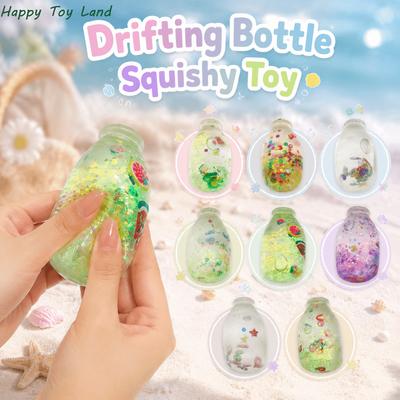 Kreatywna butelka do dryfowania Squishy z cekinami Super miękka, powoli wracająca do kształtu Fidget Toy Ulga w lęku Ręcznie robiona Realistyczna butelka do ściskania