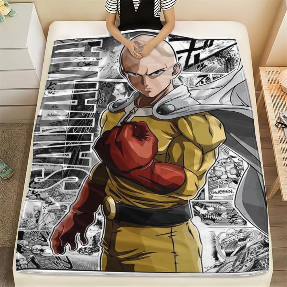 One-Punch Man Warm Soft Flannel Blanket Printed Pattern for Home Sofa Bed Chair Comfortable Travel Picnic Throw -xia35