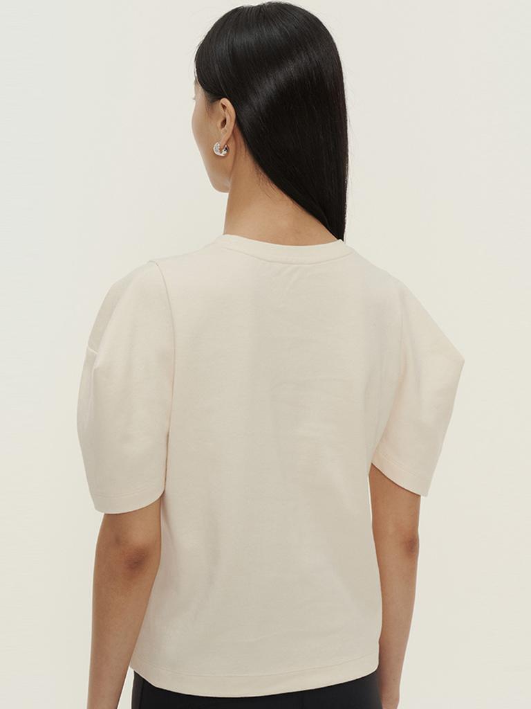 VIMUN String Puff Sleeve T-Shirt_Ivory