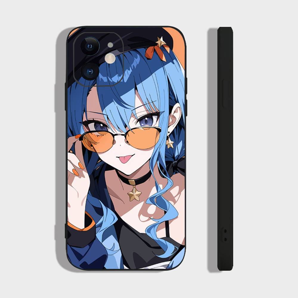 Suichan Hoshimachi Suisei Animation H-Hololive Phone Case For IPhone 17 Air 16 15 14 13 Pro Max 11 12 Black Silicone Cover