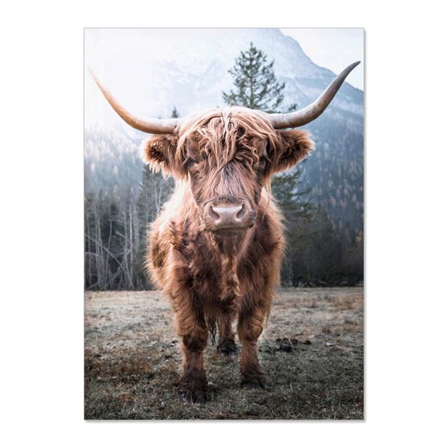 Nordic Landscape Sunrise Sika Deer Wall Art Canvas Painting Nordic Posters and Printed Wall Pictures for Living Room Decor No Frame