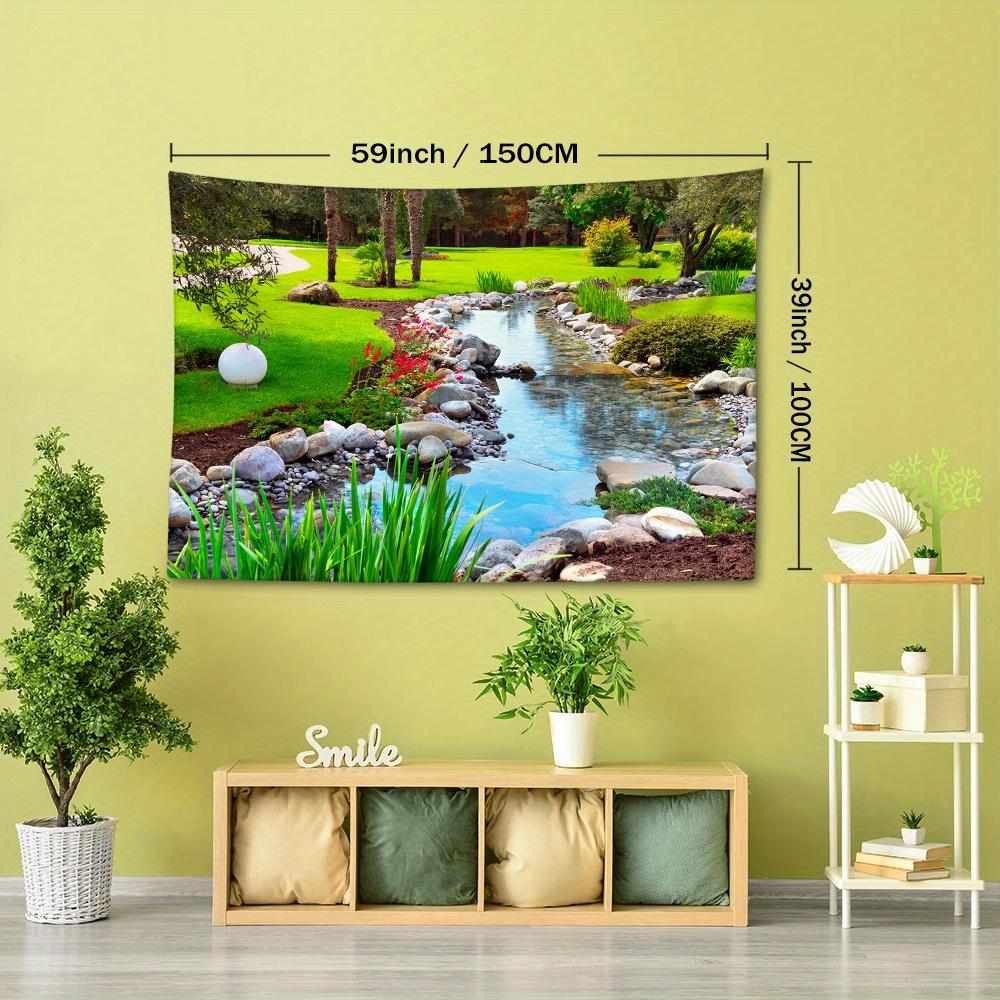 Spring River Stream Tapestry Wall Hanging - Natural Style Animal Theme Room Decor for Living Room, Bedroom - Polyester Graphic Woven Tapestry, Portrai