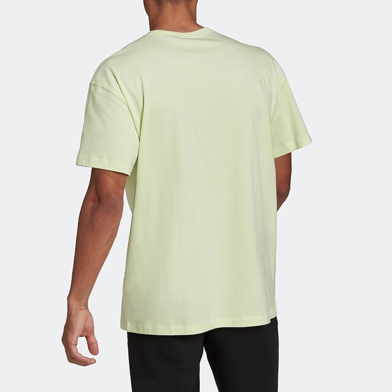 Adidas Solid Color Logo Casual Short Sleeve T-Shirt Men Tops Green HE4366