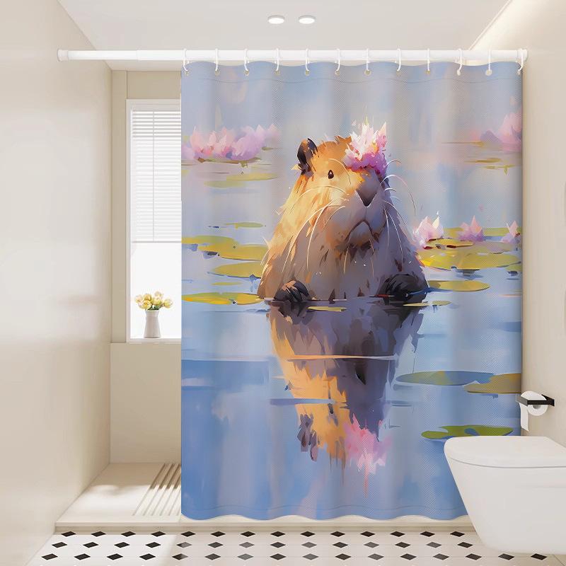 Badezimmer Duschvorhang, Badezimmer Wasserdichtes Verdicktes Tuch, Ohne Stanzen, Schimmelresistent Duschabtrennung Duschvorhang