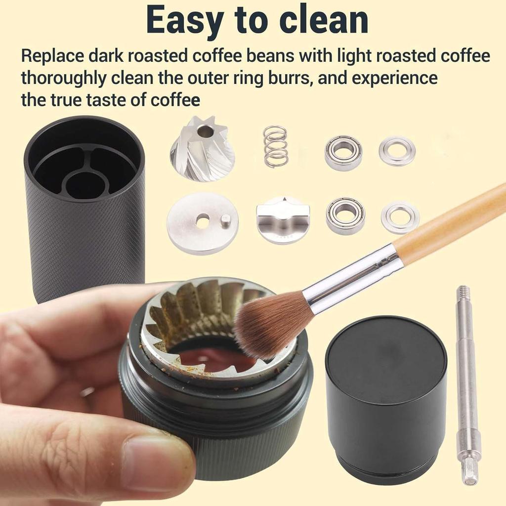 CNC Manual Coffee Grinder with Aluminum Shell & 420 Stainless Steel Conical Blade