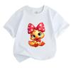 Kids Boys Girls 100% Cotton Crew Neck Short Sleeve T-Shirt, Cute Cartoon Duck with Red Polka Dot Bow Print Casual Soft Tees for Children Daily Wear