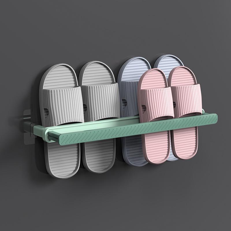 Foldable Wall-Mounted Bathroom Shoe Rack with Drainable Design